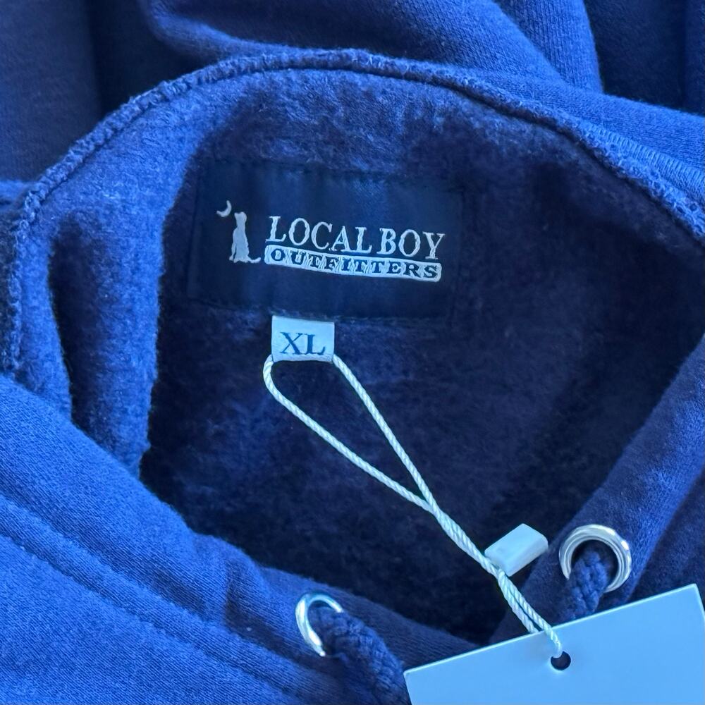 NWT Men's Local Boy Outfitters Fleece Hoodie Navy Blue Teal Back Graphic Size XL - Picture 10 of 10
